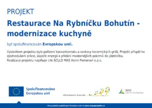 Projekt Restaurace Na Rybníčku Bohutín – modernizace kuchyně, spolufinancováno Evropskou unií (MAS Horní Pomoraví)